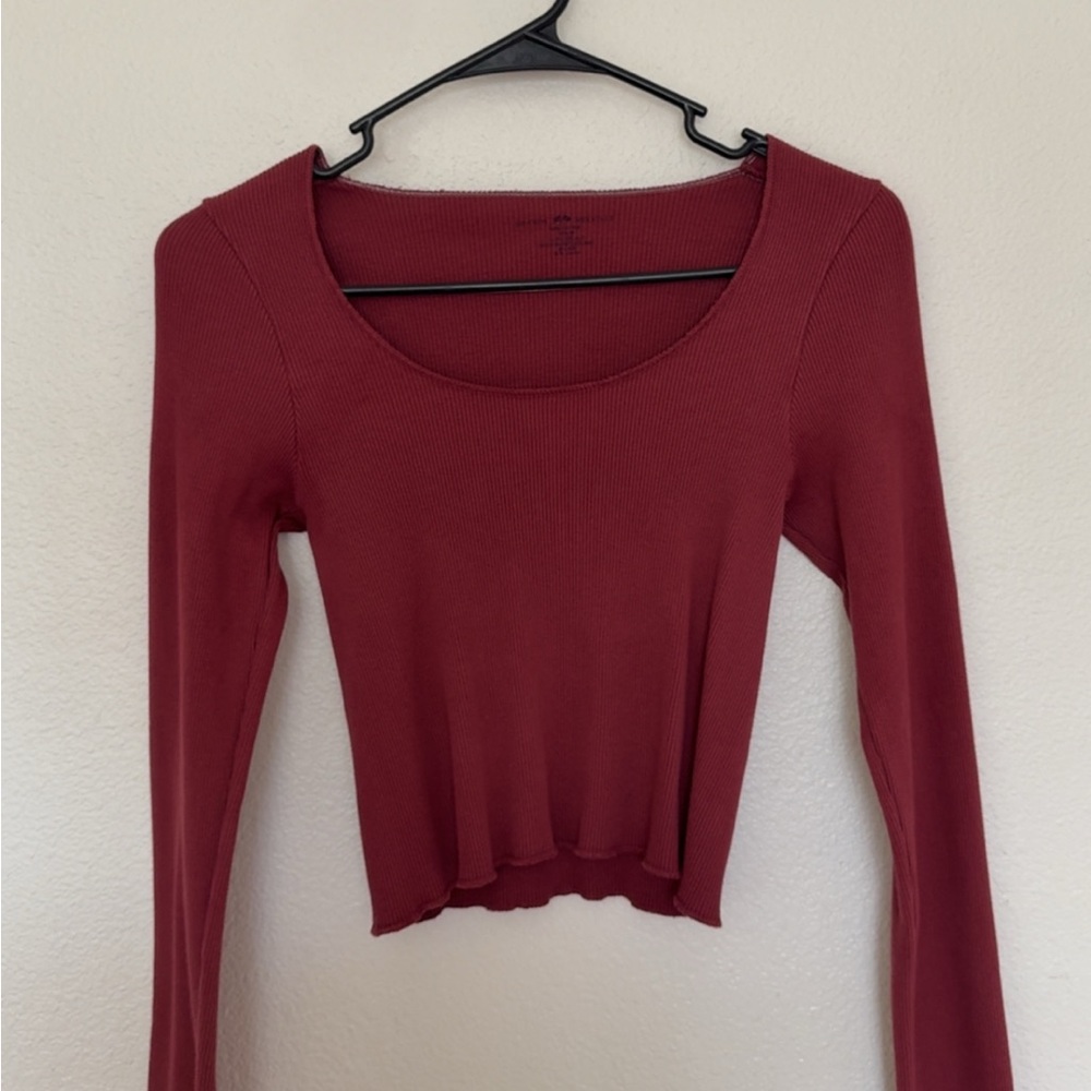 Women's Maroon Long Sleeve Top